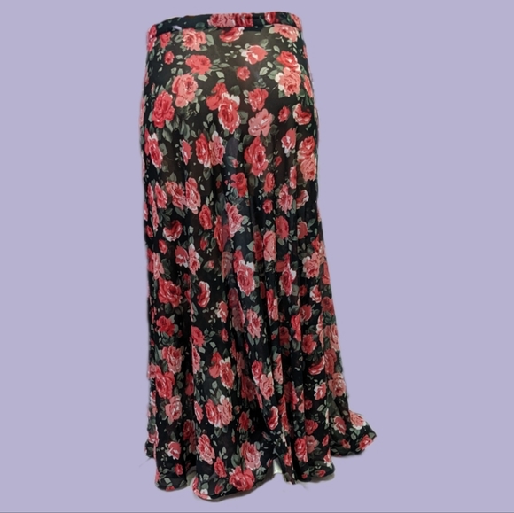SOLD - Sheer Floral Maxi Skirt L - Picture 3 of 4